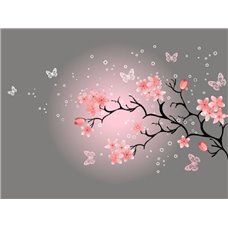 Картина на холсте по фото Модульные картины Печать портретов на холсте Бабочки над веточкой - Фотообои цветы|сакура