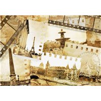 Портреты картины репродукции на заказ - Фотоколлаж с пленкой и памятниками мира - Фотообои винтаж