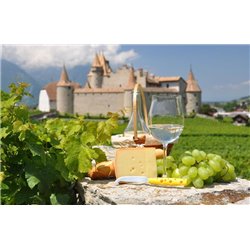 Вино на фоне замка - Фотообои Еда и напитки|вино - Модульная картины, Репродукции, Декоративные панно, Декор стен