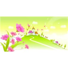 Картина на холсте по фото Модульные картины Печать портретов на холсте Тропинка к домикам - Фотообои детские|для малышей