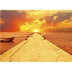Причал с лодкой - Фотообои Закаты и рассветы - Модульная картины, Репродукции, Декоративные панно, Декор стен