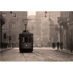 Трамвай - Черно-белые фотообои - Модульная картины, Репродукции, Декоративные панно, Декор стен