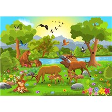 Картина на холсте по фото Модульные картины Печать портретов на холсте Звери на поляне - Фотообои детские|универсальные
