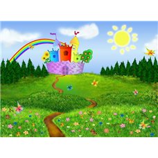 Картина на холсте по фото Модульные картины Печать портретов на холсте Поляна и замок - Фотообои детские|для малышей