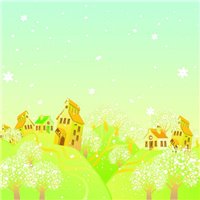 Домики на холмах - Фотообои детские|универсальные