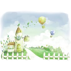 Картина на холсте по фото Модульные картины Печать портретов на холсте Домики и воздушные шары - Фотообои детские|для малышей