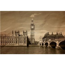 Картина на холсте по фото Модульные картины Печать портретов на холсте Башня Елизаветы - Черно-белые фотообои