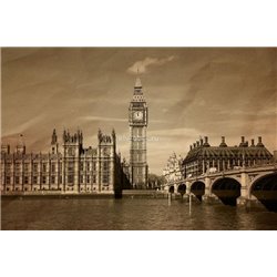 Башня Елизаветы - Черно-белые фотообои - Модульная картины, Репродукции, Декоративные панно, Декор стен