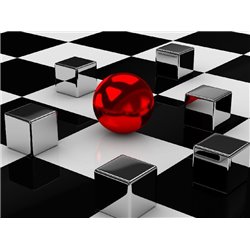 Металлические кубики и мяч - 3D фотообои|3D фигуры - Модульная картины, Репродукции, Декоративные панно, Декор стен