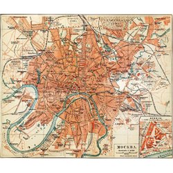 Карта Москвы - Фотообои винтаж - Модульная картины, Репродукции, Декоративные панно, Декор стен