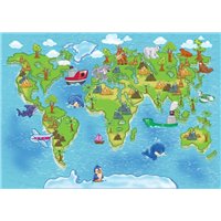 Портреты картины репродукции на заказ - Карта мира - Фотообои детские|для малышей