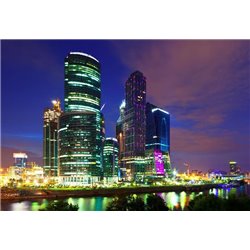 Ночной небоскреб - Фотообои Современный город|Гонконг - Модульная картины, Репродукции, Декоративные панно, Декор стен