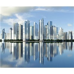 Панорама Нью-Йорка - Фотообои Современный город|Нью-Йорк - Модульная картины, Репродукции, Декоративные панно, Декор стен