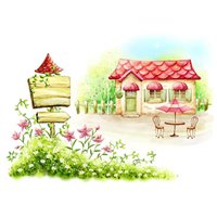 Портреты картины репродукции на заказ - домик с красной крышей - Фотообои Иллюстрации