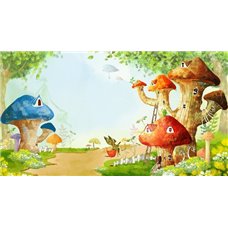 Картина на холсте по фото Модульные картины Печать портретов на холсте домики-грибочки - Фотообои Иллюстрации