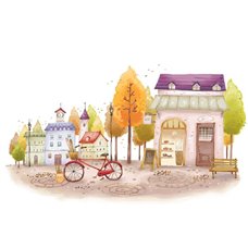 Картина на холсте по фото Модульные картины Печать портретов на холсте велосипед возле дома - Фотообои Иллюстрации