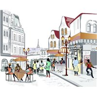Портреты картины репродукции на заказ - Ресторанчик на улице - Фотообои Иллюстрации