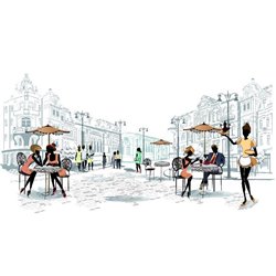 Ресторан - Фотообои Иллюстрации - Модульная картины, Репродукции, Декоративные панно, Декор стен
