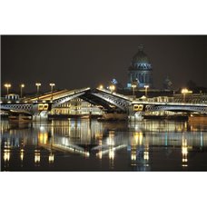 Картина на холсте по фото Модульные картины Печать портретов на холсте Разводной мост вечером - Фотообои Старый город