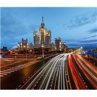 Портреты картины репродукции на заказ - Ночная Москва - Фотообои Современный город