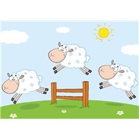 Портреты картины репродукции на заказ - Веселые овечки - Фотообои детские|для малышей