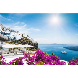 Санторини, Греция - Фотообои терраса - Модульная картины, Репродукции, Декоративные панно, Декор стен