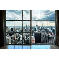 Портреты картины репродукции на заказ - Вид на мегаполис - Фотообои терраса