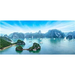 Судна, плавающие среди скал - Фотообои Море - Модульная картины, Репродукции, Декоративные панно, Декор стен