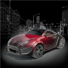 Картина на холсте по фото Модульные картины Печать портретов на холсте Красный автомобиль - Фотообои Техника и транспорт|автомобили
