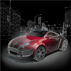 Красный автомобиль - Фотообои Техника и транспорт|автомобили - Модульная картины, Репродукции, Декоративные панно, Декор стен
