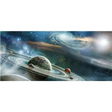 Картина на холсте по фото Модульные картины Печать портретов на холсте Планета с выдающейся кольцевой системой - Фотообои Космос