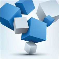 Картина на холсте по фото Модульные картины Печать портретов на холсте 3D белые и синие кубы - 3D фотообои|3D фигуры