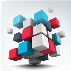 Картина на холсте по фото Модульные картины Печать портретов на холсте Иллюстрации абстрактных 3d кубов - 3D фотообои|3D фигуры