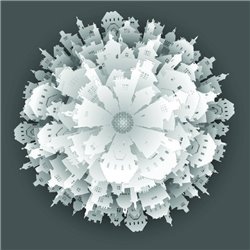 Бумажный город - 3D фотообои|3D фигуры - Модульная картины, Репродукции, Декоративные панно, Декор стен