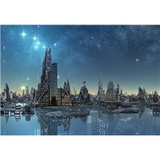 Картина на холсте по фото Модульные картины Печать портретов на холсте Красивое изображение ночного города - Фотообои Современный город|Ночной город