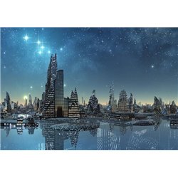 Красивое изображение ночного города - Фотообои Современный город|Ночной город - Модульная картины, Репродукции, Декоративные панно, Декор стен