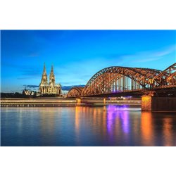 Панорама ночного Кёльна - Фотообои архитектура - Модульная картины, Репродукции, Декоративные панно, Декор стен