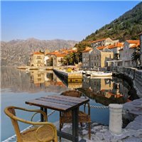 Портреты картины репродукции на заказ - Столик у моря - Фотообои терраса