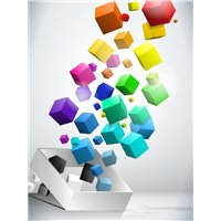 Портреты картины репродукции на заказ - Цветные кубы - 3D фотообои|3D фигуры