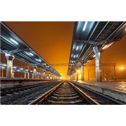 Ночной перрон - Фотообои Расширяющие пространство - Модульная картины, Репродукции, Декоративные панно, Декор стен
