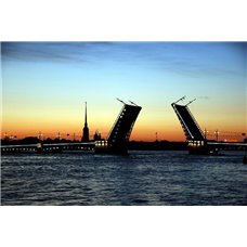 Картина на холсте по фото Модульные картины Печать портретов на холсте Закат над рекой - Фотообои Современный город|Санкт-Петербург