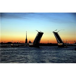 Закат над рекой - Фотообои Современный город|Санкт-Петербург - Модульная картины, Репродукции, Декоративные панно, Декор стен