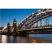 Ночной мост - Фотообои Современный город|Санкт-Петербург