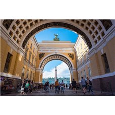 Картина на холсте по фото Модульные картины Печать портретов на холсте Вход на площадь - Фотообои Современный город|Санкт-Петербург