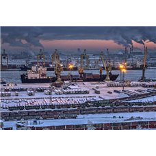Картина на холсте по фото Модульные картины Печать портретов на холсте Порт - Фотообои Современный город|Санкт-Петербург