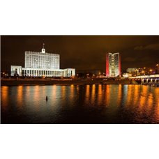 Картина на холсте по фото Модульные картины Печать портретов на холсте Ночная панорама Москвы - Фотообои Современный город|Москва