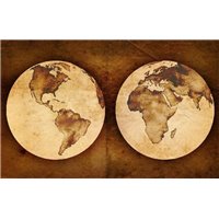 Портреты картины репродукции на заказ - Полушария - Фотообои карта мира