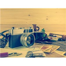 Картина на холсте по фото Модульные картины Печать портретов на холсте Ретро фотоаппарат - Черно-белые фотообои