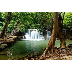 Водопад в лесу - Фотообои природа|лес - Модульная картины, Репродукции, Декоративные панно, Декор стен