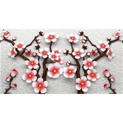 Сакура на сером фоне - 3D фотообои - Модульная картины, Репродукции, Декоративные панно, Декор стен